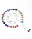 Multi Colored Rhinestone Flower Head Hijab Pins