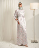 Lavender Mist Printed Button Down A-line Dress