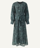 Bishop Sleeve Printed Button Down Chiffon Dress