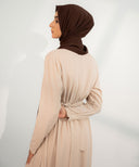 Almond Chiffon Classic A-Line Long Sleeve Maxi Abaya Dress