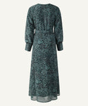 Bishop Sleeve Printed Button Down Chiffon Dress