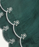 Emerald Green Satin Fancy Hijab