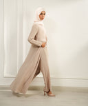 Warm Taupe Button-Down Dress Matching Set