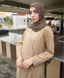 Camel Beige Wrap Button Down Long Sleeve Maxi Dress