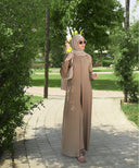 Camel Beige Button Down Long Sleeve Maxi Dress Matching Set