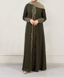 Ivelle Army Green Open-Front Dress