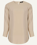 Almond Long Sleeve Basic Blouse