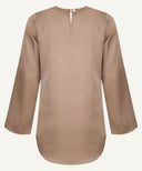 Taupe Satin Bell Sleeve Blouse
