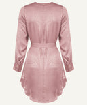 Chai Pink Satin Buttoned Cuff Long Sleeve Tunic