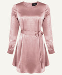 Chai Pink Satin Buttoned Cuff Long Sleeve Tunic