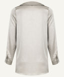 Sand Satin Long Sleeve Flat Collared Basic Blouse