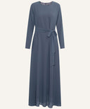 Dark Stone Chiffon Classic A-Line Long Sleeve Maxi Abaya Dress