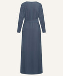 Dark Stone Chiffon Classic A-Line Long Sleeve Maxi Abaya Dress