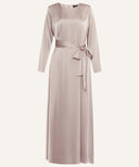 Nude Classic A-line Satin Long Sleeve Maxi Dress