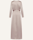 Nude Classic A-line Satin Long Sleeve Maxi Dress