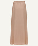 Basic Beige Pleated Chiffon Maxi Skirt