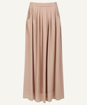 Basic Beige Pleated Chiffon Maxi Skirt