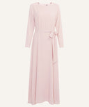 Powder Blush Chiffon Classic A-Line Long Sleeve Maxi Abaya Dress