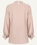 Powder Blush Ruffle Detail Long Sleeve Cropped Blouse