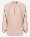 Powder Blush Ruffle Detail Long Sleeve Cropped Blouse