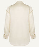 Ivory Cream Satin Long Sleeve Shirt Blouse