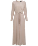 Almond Chiffon Classic A-Line Long Sleeves Modest Maxi Abaya Dress