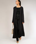 Black A-Line Long Sleeves Modest Jersey Cardigan