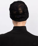 Black Ruched Mesh Cap