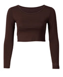 Brown Cropped Long Sleeve Body Shirt