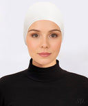 Off White Ruched Mesh Cap