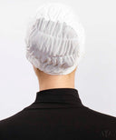 Off White Ruched Mesh Cap