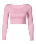 Rose Pink Cropped Long Sleeve Body Shirt