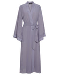 Smoke Grey Long Bell Sleeve Modest Chiffon Kimono