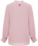 Sweet Pink Ruffle Detail Long Sleeve Cropped Blouse