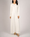 White Slip Long Sleeves Modest Maxi Dress
