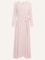 Powder Blush Chiffon Classic A-Line Long Sleeves Modest Maxi Abaya Dress