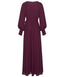 Cherry Berry Flared Long Sleeves Modest Maxi Dress