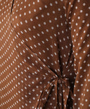 Brown Polka Dot Wrap Maxi Dress