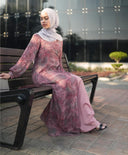 boxes Print Wrap Long Sleeve Maxi Dress