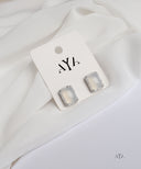 AYA Milky White Rectangle Stud Earrings