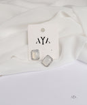 AYA Milky White Rectangle Stud Earrings