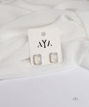 AYA Milky White Rectangle Stud Earrings