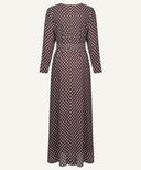 Cocoa Dot Pattern Chiffon Classic A-Line Long Sleeve Maxi Abaya Dress