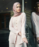 Honey Peach Contrast Piping Button Down Matching Set