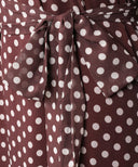 Cocoa Dot Pattern Chiffon Classic A-Line Long Sleeve Maxi Abaya Dress