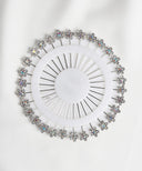 White Rhinestone Flower Head Hijab Pins