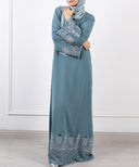 Evara Steel Blue A-line Dress