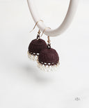 AYA Matte Dark Brown Pearl Dome Jhumka Earrings