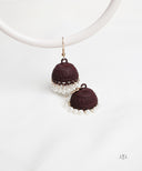 AYA Matte Dark Brown Pearl Dome Jhumka Earrings