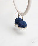 AYA Matte Blue Pearl Dome Jhumka Earrings
